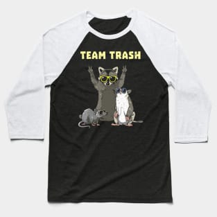 Team Trash Opossum Raccoon Rat_ Funny Animals Garbage Gang Baseball T-Shirt